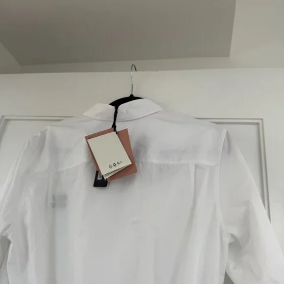 ❌SOLD❌NWT Miu Miu Shirt Dress Mini Length In White Sz 40 Long Sleeves Logo - Picture 9 of 9